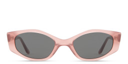 TRICE Logo Irregular Sunglasses in Transparent Pink – Product Photo 1