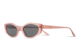 TRICE Logo Irregular Sunglasses in Transparent Pink – Product Photo 2
