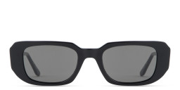 TRICE Logo Rectangle Sunglasses in Black/Smoke – Product Photo 2