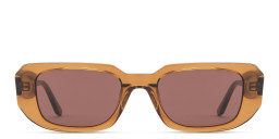 TRICE Logo Rectangle Sunglasses in Transparent Brown/Dark Brown – Product Photo 1