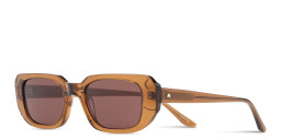 Shop TRICE Logo Rectangle Sunglasses in Transparent Brown online.