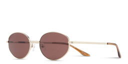 Shop TRICE Engraved Logo Irregular Sunglasses in Gold online.