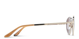 Shop TRICE Engraved Logo Irregular Sunglasses in Gold online.