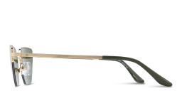 Shop TRICE Engraved Logo Half-Rim Irregular Sunglasses in Gold online.