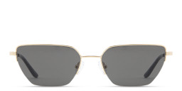 Shop TRICE Engraved Logo Half-Rim Irregular Sunglasses in Gold online.