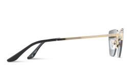 Shop TRICE Engraved Logo Half-Rim Irregular Sunglasses in Gold online.