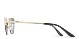 Shop TRICE Engraved Logo Half-Rim Irregular Sunglasses in Gold online.