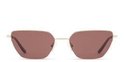 Shop TRICE Engraved Logo Half-Rim Irregular Sunglasses in Light Gold online.