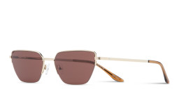 Shop TRICE Engraved Logo Half-Rim Irregular Sunglasses in Light Gold online.