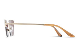 Shop TRICE Engraved Logo Half-Rim Irregular Sunglasses in Light Gold online.