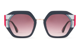 Shop Woodys Ariadna Irregular Sunglasses in Purple online.