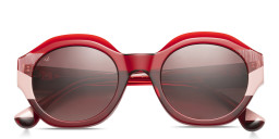 Shop Woodys Valeria Round Sunglasses in Red online.