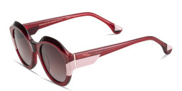 Shop Woodys Valeria Round Sunglasses in Red online.