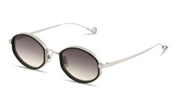 Shop Eyepetizer Naomi Unisex Oval Sunglasses in Silver Black online.