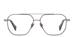 Shop ALL SAINTS Felix Wide Pilot Eyeglasses in Black & Silver online.