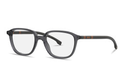 Shop Hugo Boss Logo Signature Square Eyeglasses in Transparent Grey online.