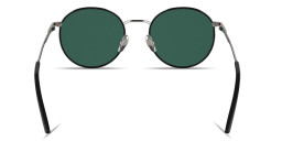 Shop Calvin Klein Engraved Logo Unisex Round Sunglasses in Black & Silver online.