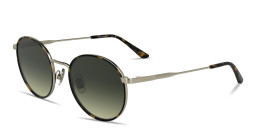 Shop Calvin Klein Engraved Logo Unisex Round Sunglasses in Havana Silver online.