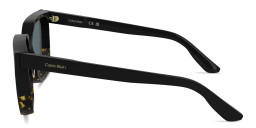 Shop Calvin Klein Logo Lettering Rectangle Sunglasses in Black & Tortoise online.