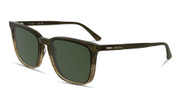 Shop Calvin Klein Logo Lettering Square Sunglasses in Green online.