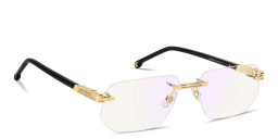 Shop Carrera Engraved Logo Wide Rimless Irregular Eyeglasses in Polished Gold online.