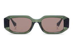 Shop GIGI STUDIOS Danielle Unisex Rectangle Sunglasses in Transparent Green online.