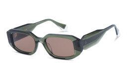 Shop GIGI STUDIOS Danielle Unisex Rectangle Sunglasses in Transparent Green online.