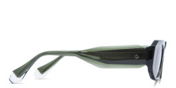 Shop GIGI STUDIOS Danielle Unisex Rectangle Sunglasses in Transparent Green online.