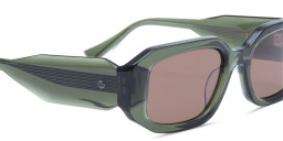 Shop GIGI STUDIOS Danielle Unisex Rectangle Sunglasses in Transparent Green online.