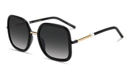 Shop Carolina Herrera Logo Signature Oversized Square Sunglasses in Black online.