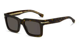 Shop Hugo Boss Logo Signature Rectangle Sunglasses in Havana online.