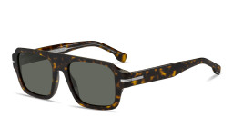 Shop Hugo Boss Logo Signature Rectangle Sunglasses in Havana online.