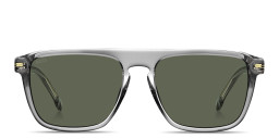 Shop Hugo Boss Logo Signature Rectangle Sunglasses in Transparent Grey online.