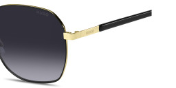 Shop Hugo Boss Engraved Logo Square Sunglasses in Gold Black online.