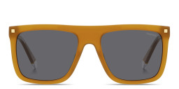 Shop Polaroid Logo Square Sunglasses in Yellow online.