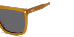 Shop Polaroid Logo Square Sunglasses in Yellow online.