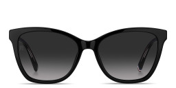 Shop Tommy Hilfiger Logo Signature Cat-Eye Sunglasses in Black online.