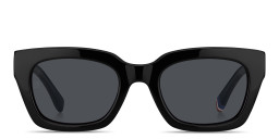 Shop Tommy Hilfiger TH Logo Rectangle Sunglasses in Black online.