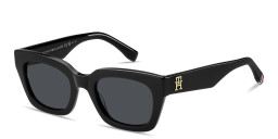 Shop Tommy Hilfiger TH Logo Rectangle Sunglasses in Black online.