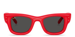 Shop Ray-Ban Wayfarer Puffer Unisex Square Sunglasses in Red/Ultra Black online.