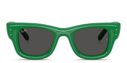 Shop Ray-Ban Wayfarer Puffer Unisex Square Sunglasses in Green/Ultra Black online.