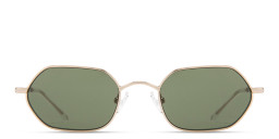 Shop TRICE Logo Irregular Sunglasses in Gold/Dark Green online.