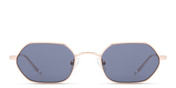 Shop TRICE Logo Irregular Sunglasses in Rose Gold/Blue online.