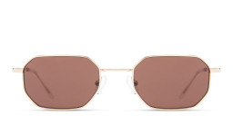 Shop TRICE Logo Irregular Sunglasses in Gold/Brown online.