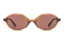 Shop TRICE Logo Oval Sunglasses in Transparent Brown online.