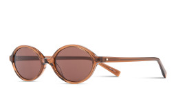Shop TRICE Logo Oval Sunglasses in Transparent Brown online.