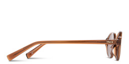 Shop TRICE Logo Oval Sunglasses in Transparent Brown online.