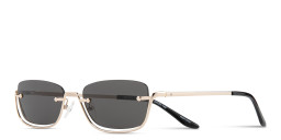 Shop TRICE Engraved Logo Half-Rim Square Sunglasses in Gold online.