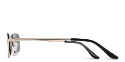 Shop TRICE Engraved Logo Half-Rim Square Sunglasses in Gold online.