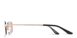 Shop TRICE Engraved Logo Half-Rim Square Sunglasses in Gold online.